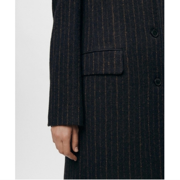 New Zara Manteco Wool Striped Coat ZW Collection 8912/760 Size XL - Picture 12 of 17